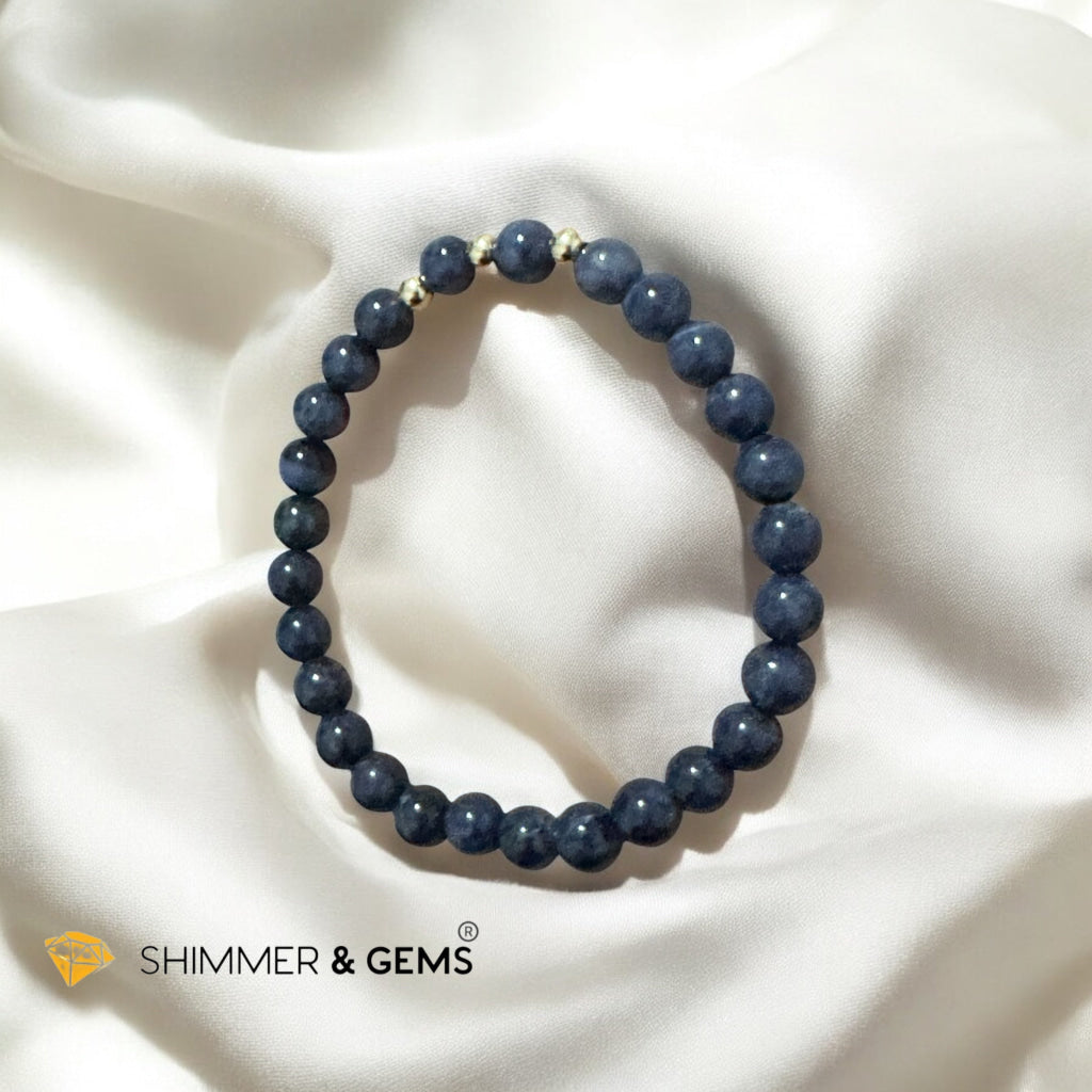 Natural Blue Sapphire 6mm Bracelet With 14k Gold-Filled (untreated, not dyed, pre-coded, attuned) Burma AAA grade, Premium