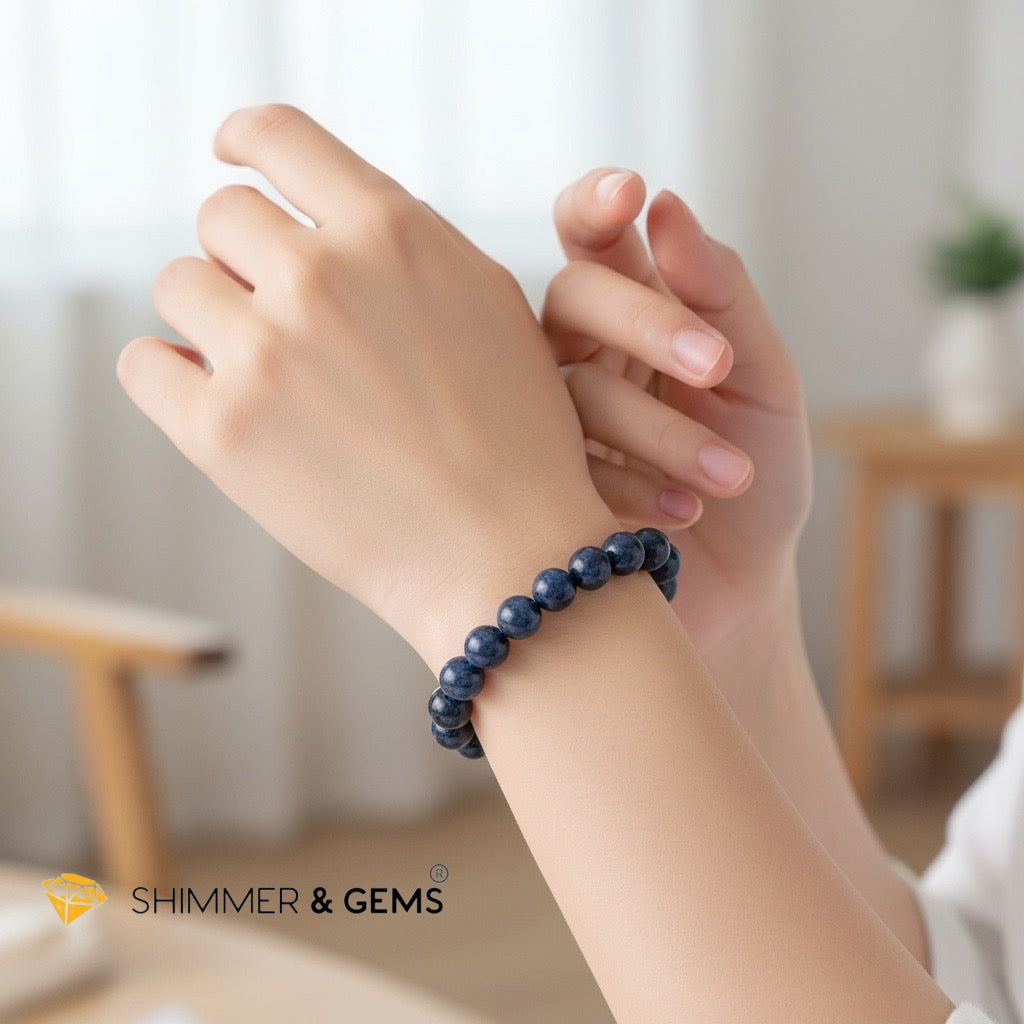 Natural Blue Sapphire 8mm Bracelet (AAA Grade) (Fame, Wealth)