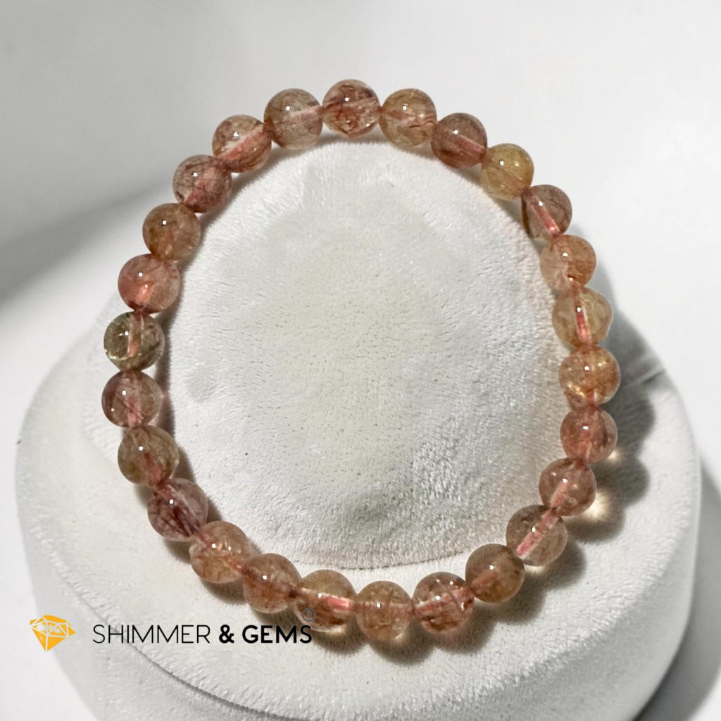 Natural Copper Rutilated Bracelet (7.5-8mm)Premium Grade (Wish-granting)