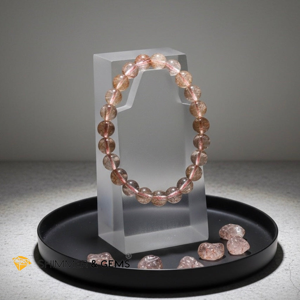 Natural Copper Rutilated Bracelet (7.5-8mm)Premium Grade (Wish-granting)