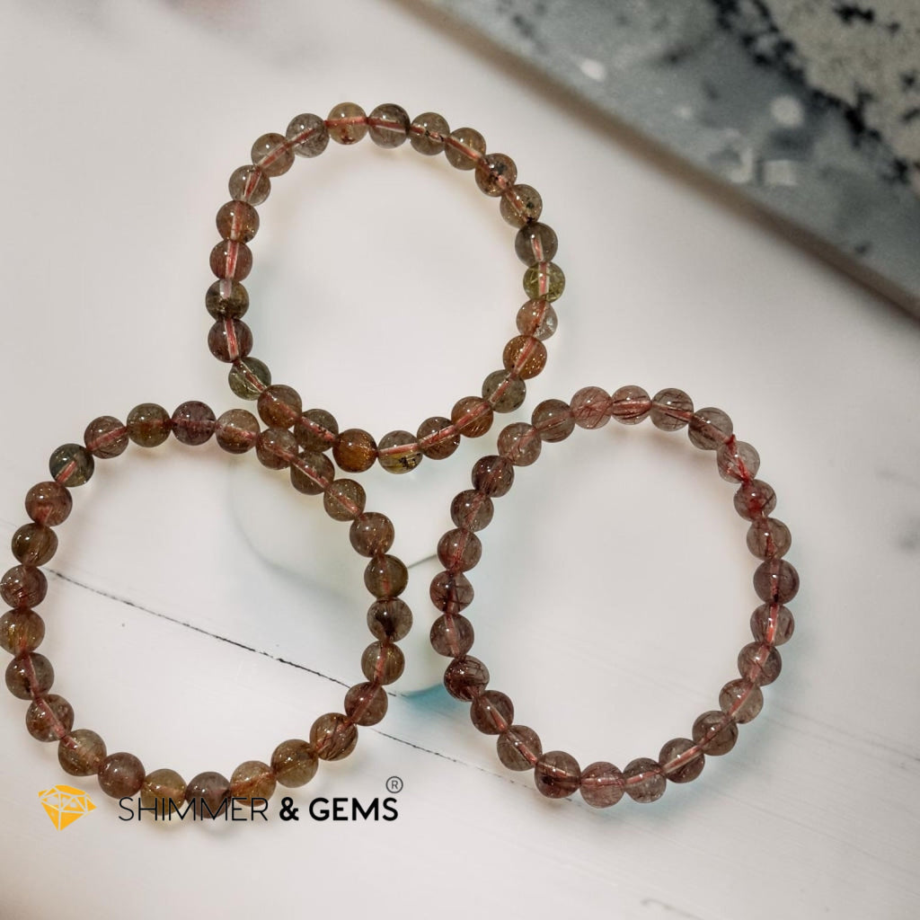 Natural Copper Rutilated Bracelet (7.5-8mm)Premium Grade (Wish-granting)
