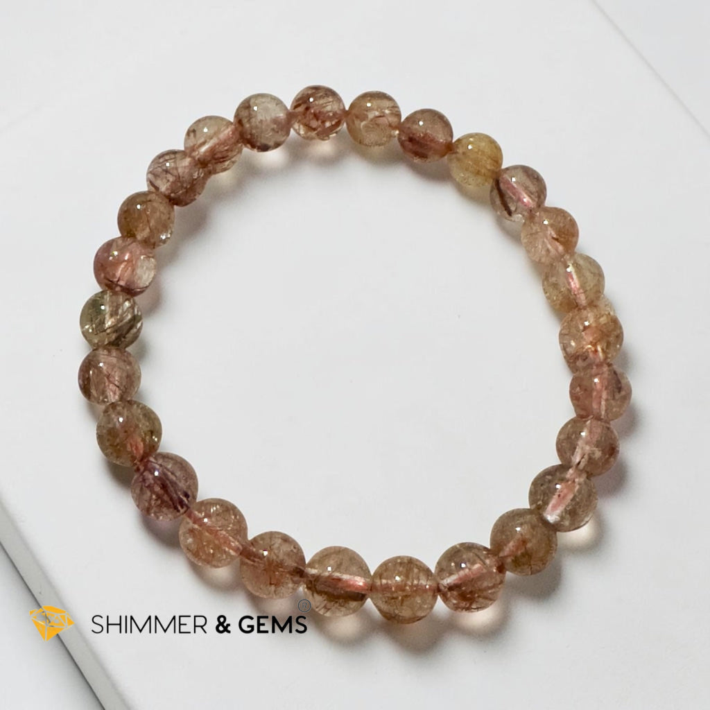 Natural Copper Rutilated Bracelet (7.5-8mm)Premium Grade (Wish-granting)