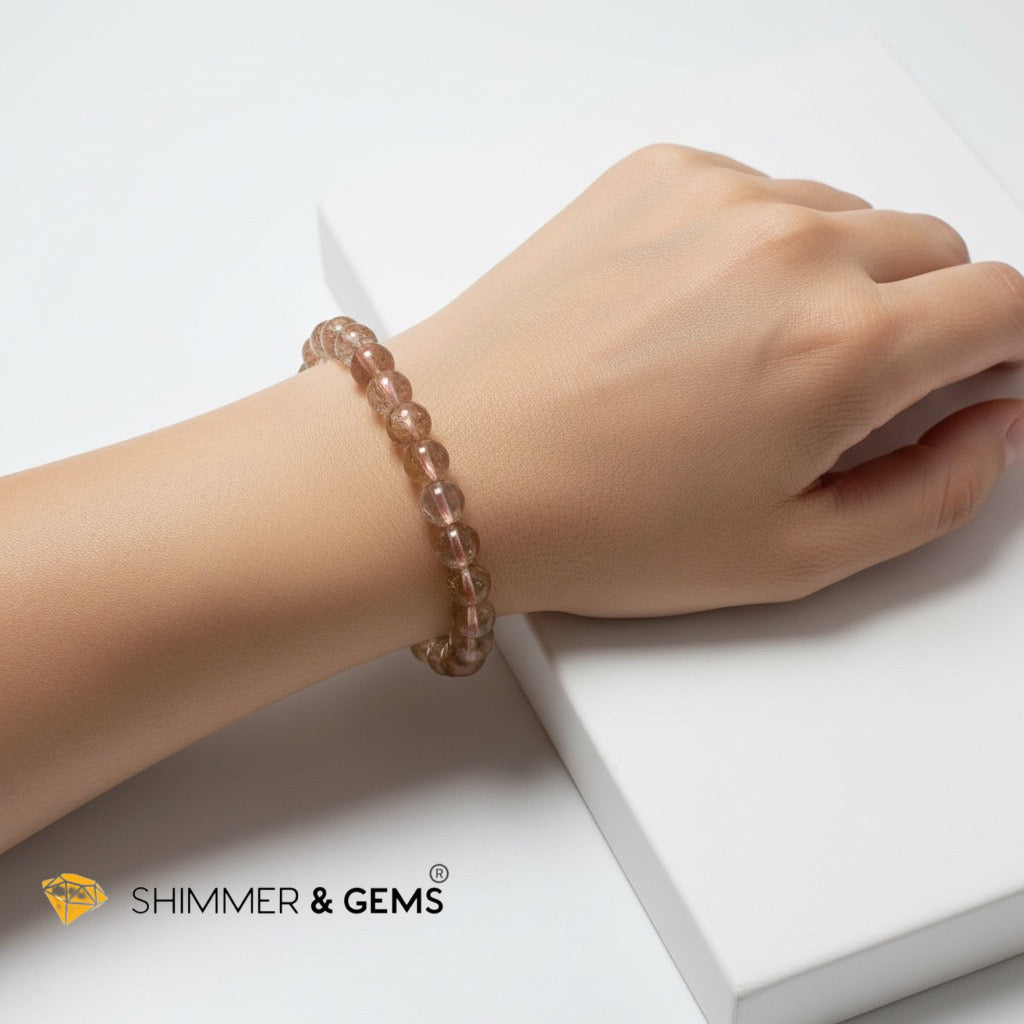 Natural Copper Rutilated Bracelet (7.5-8mm)Premium Grade (Wish-granting)