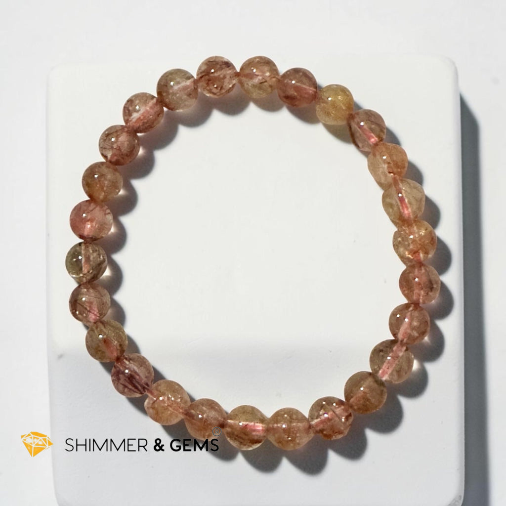 Natural Copper Rutilated Bracelet (7.5-8mm)Premium Grade (Wish-granting)