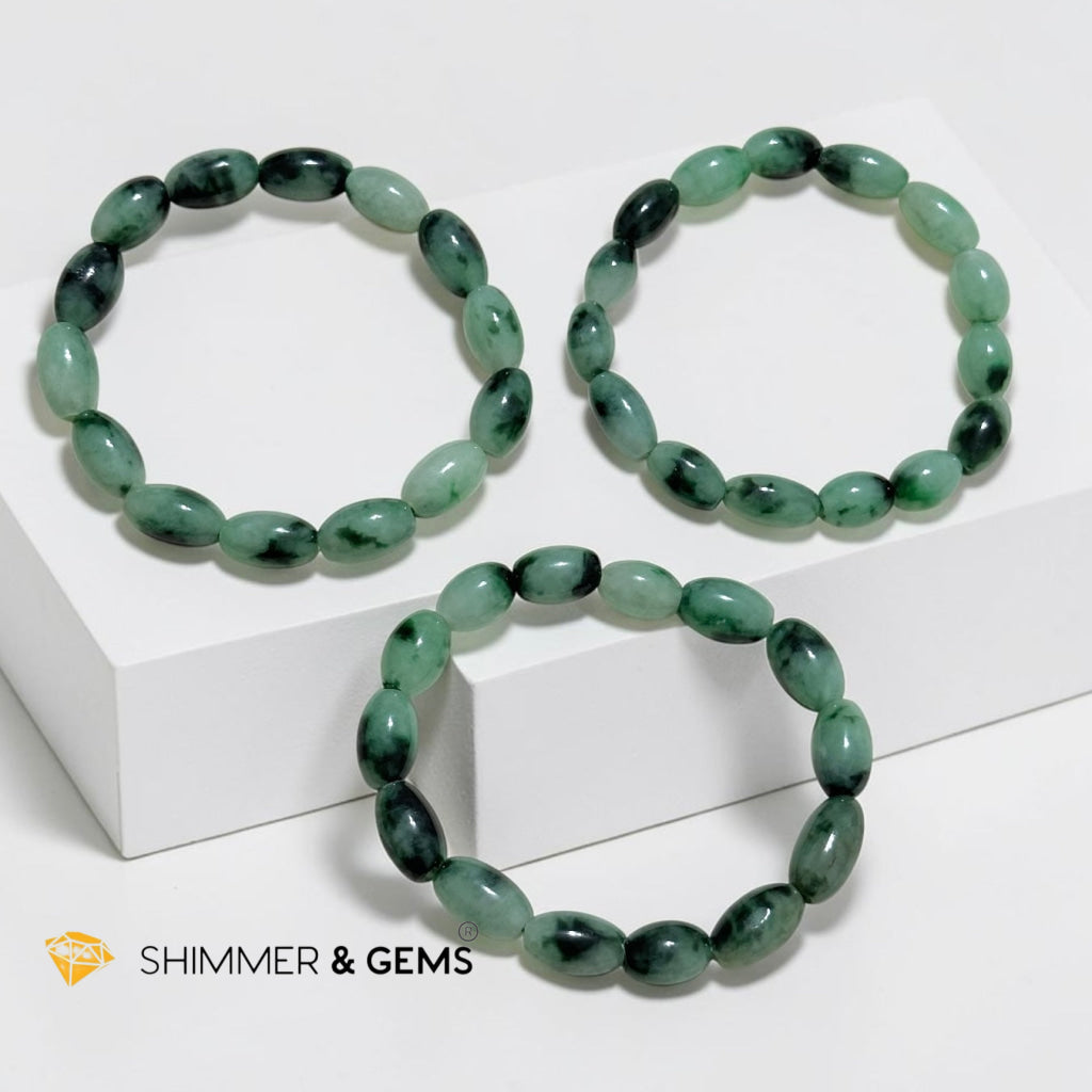 Natural Jadeite Olive Cut Bracelet (Burma) Type A, Medium Beads Premium