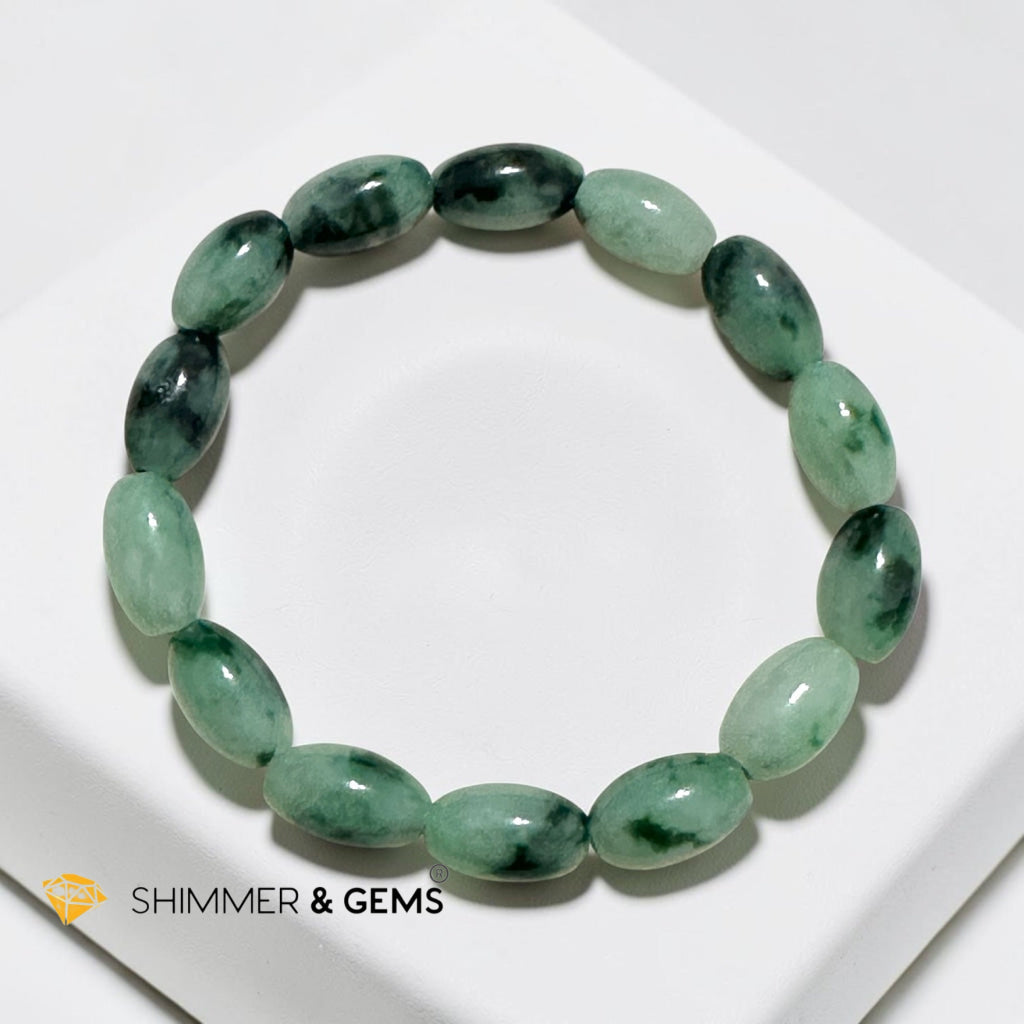 Natural Jadeite Olive Cut Bracelet (Burma) Type A, Medium Beads Premium