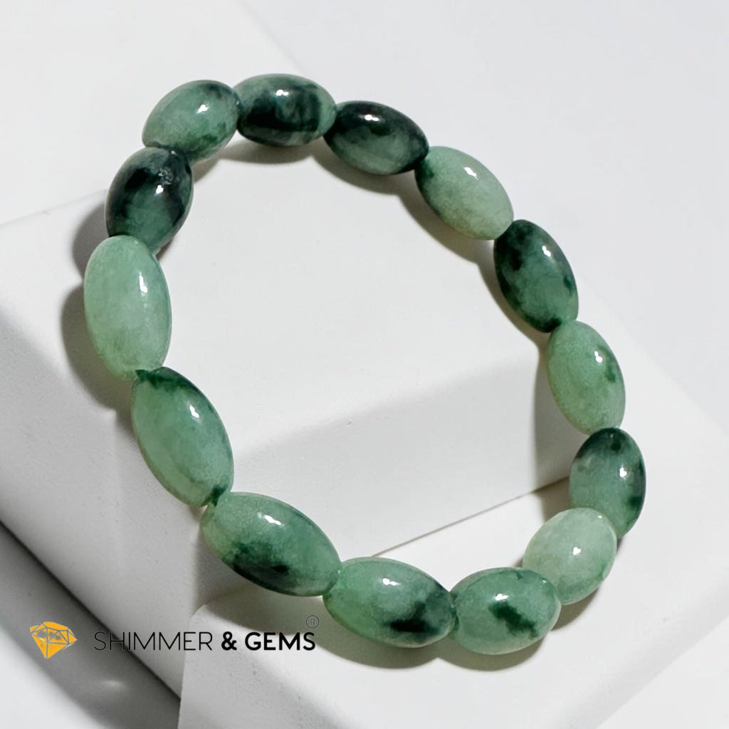 Natural Jadeite Olive Cut Bracelet (Burma) Type A, Medium Beads Premium