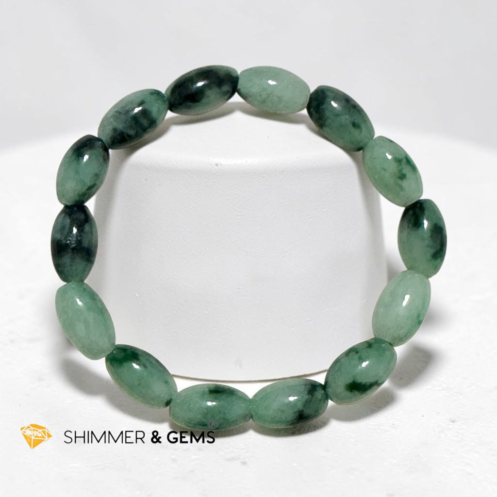 Natural Jadeite Olive Cut Bracelet (Burma) Type A, Medium Beads Premium