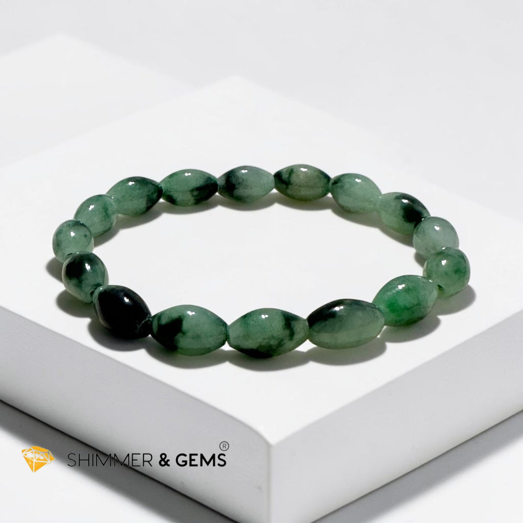 Natural Jadeite Olive Cut Bracelet (Burma) Type A, Small Beads