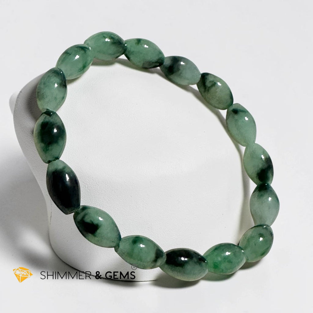 Natural Jadeite Olive Cut Bracelet (Burma) Type A, Small Beads
