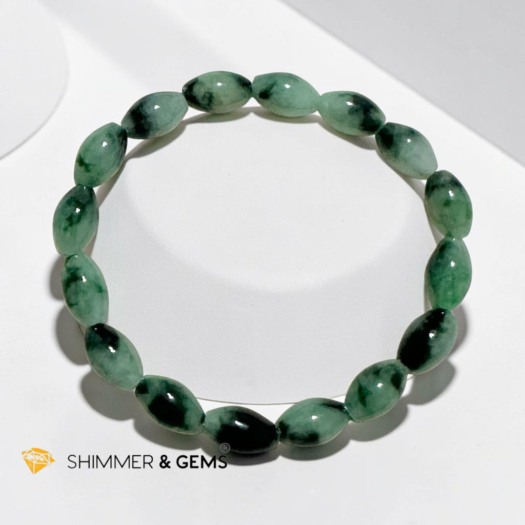 Natural Jadeite Olive Cut Bracelet (Burma) Type A, Small Beads