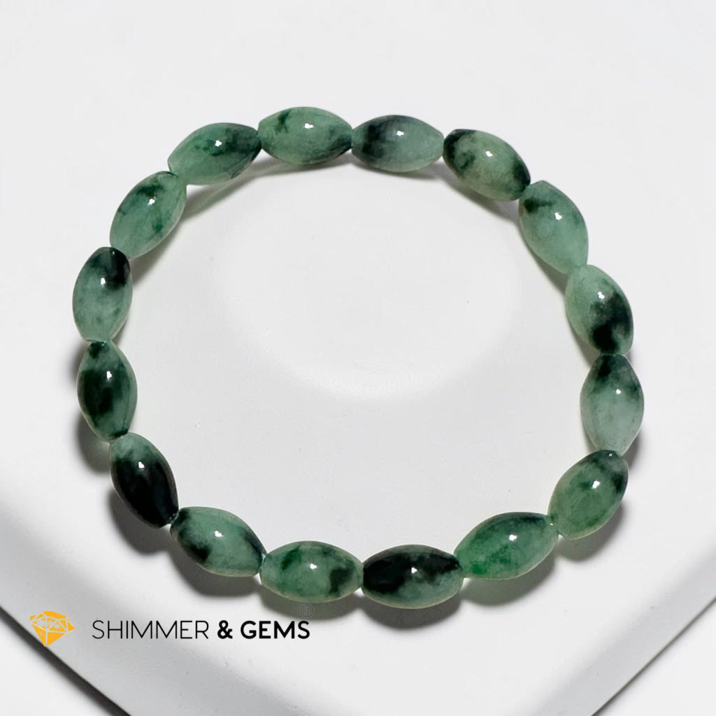 Natural Jadeite Olive Cut Bracelet (Burma) Type A, Small Beads