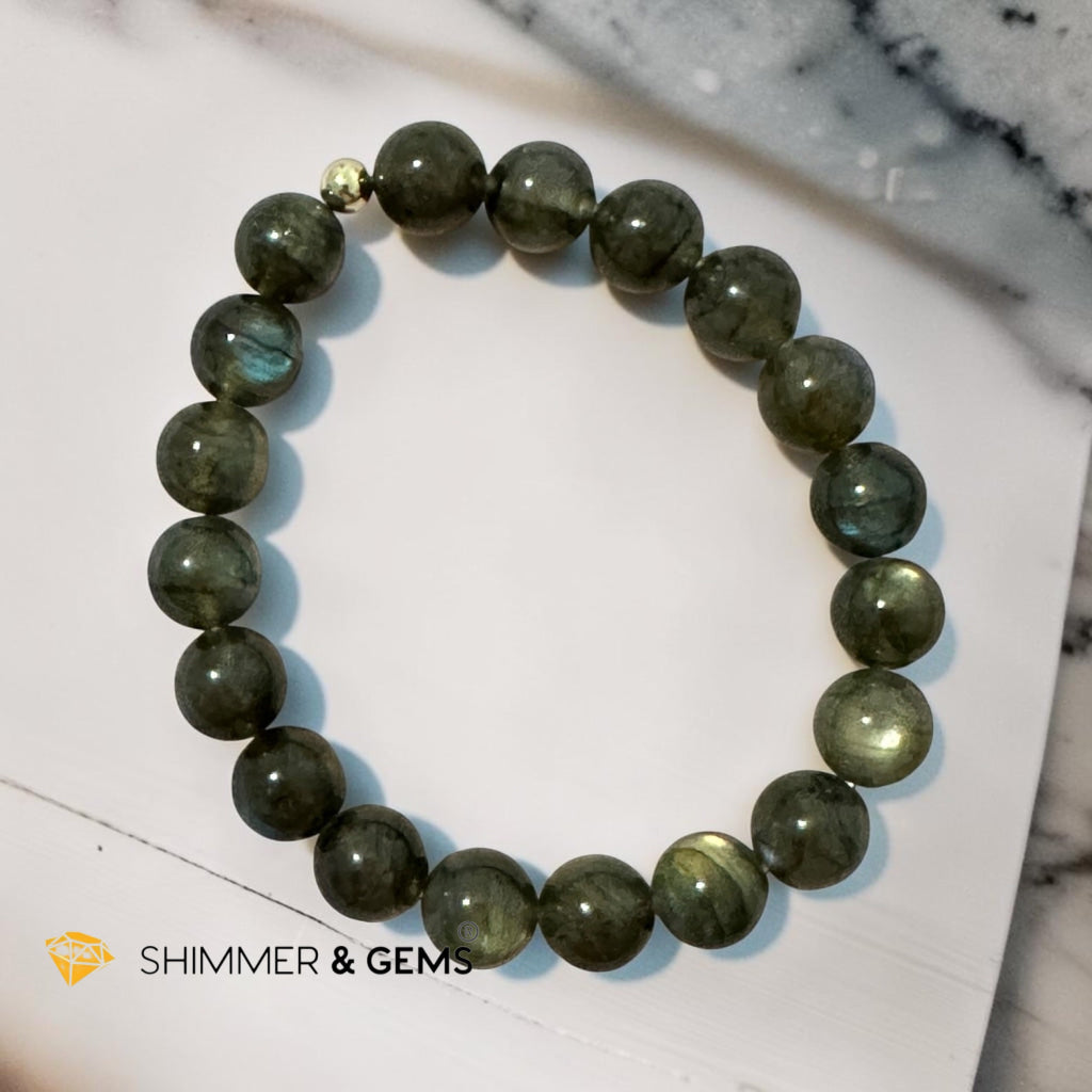 Natural Labradorite Cat’s Eye 10mm Bracelet (Madagascar) Top Grade