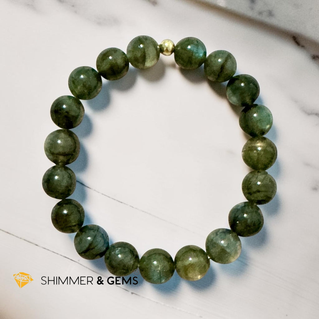 Natural Labradorite Cat’s Eye 10mm Bracelet (Madagascar) Top Grade (Aura Cleanse)