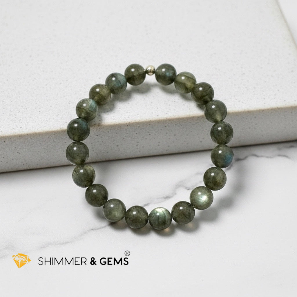 Natural Labradorite Cat’s Eye 10mm Bracelet (Madagascar) Top Grade (Aura Cleanse)