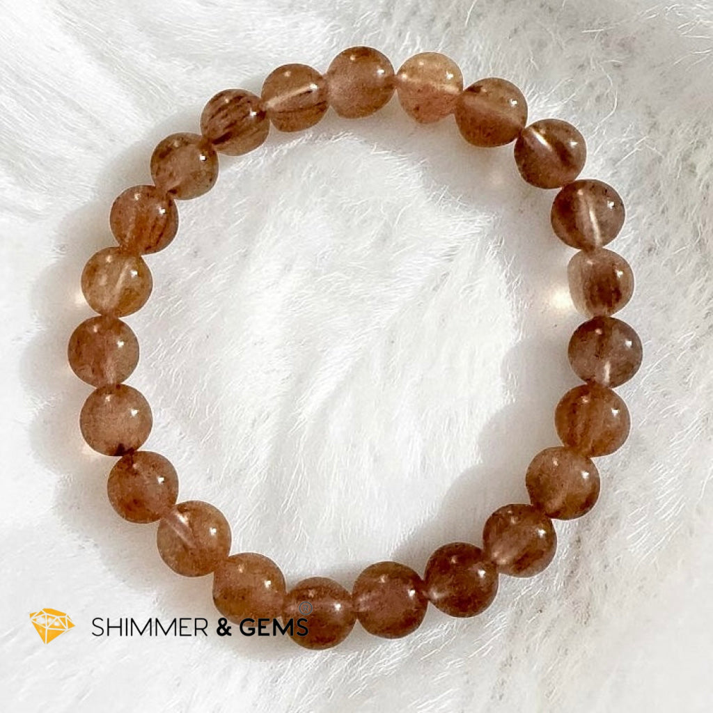 Natural Pink Rutilated Quartz 8mm Bracelet (Very Rare)