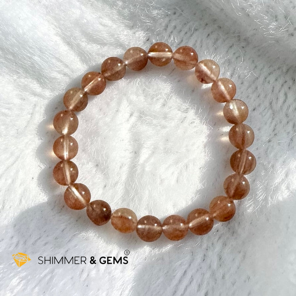 Natural Pink Rutilated Quartz 8mm Bracelet (Very Rare)
