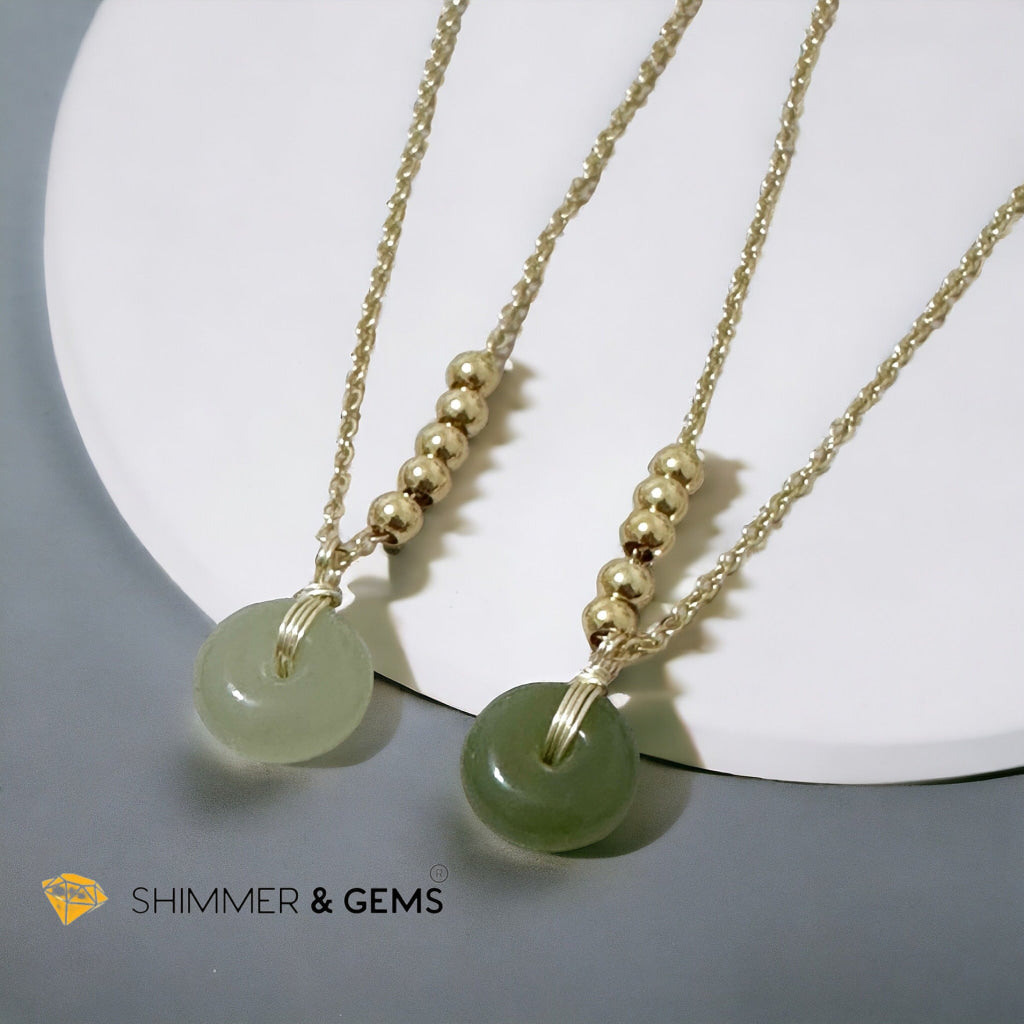 Nephrite Jade Donut Pendant with 14k gold filled chain necklace (Canada)