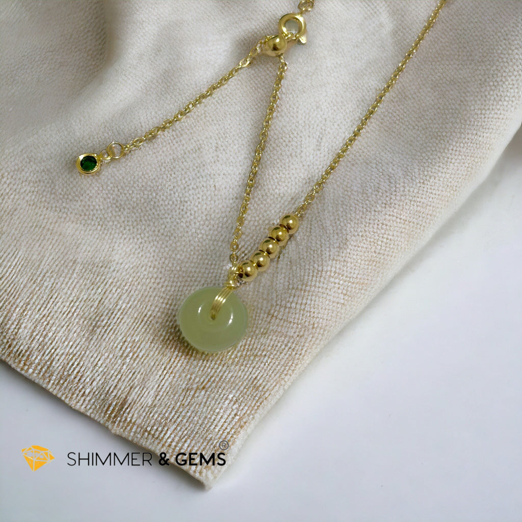 Nephrite Jade Donut Pendant with 14k gold filled chain necklace (Canada)