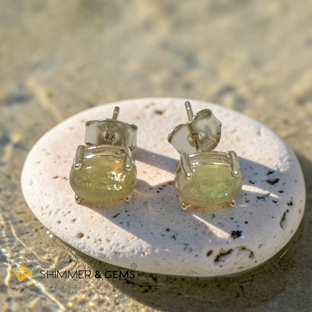 Opal 6×8mm Oval 925 Silver Earrings