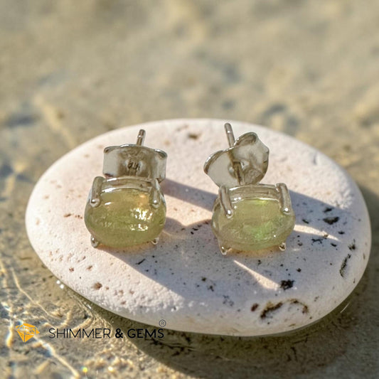 Opal 6×8mm Oval 925 Silver Earrings