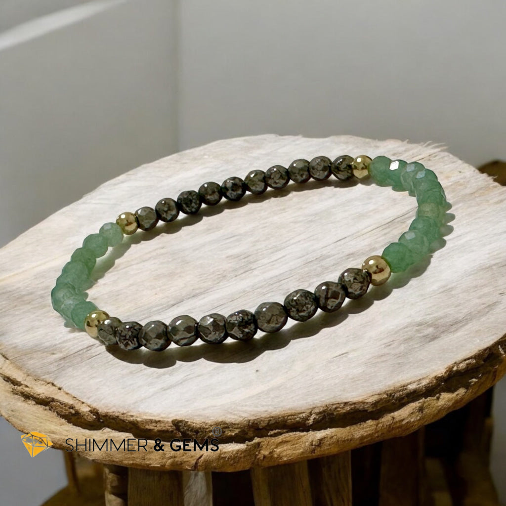 Opportunity Magnet Bracelet (Aventurine and Pyrite 4mm Faceted with Stainless Steel Beads)