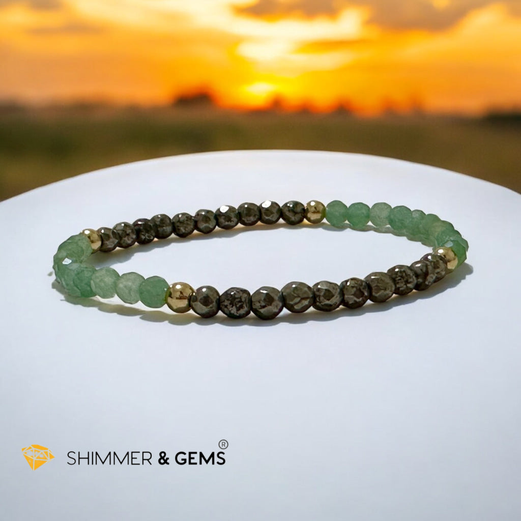 Opportunity Magnet Bracelet (Aventurine and Pyrite 4mm Faceted with Stainless Steel Beads)