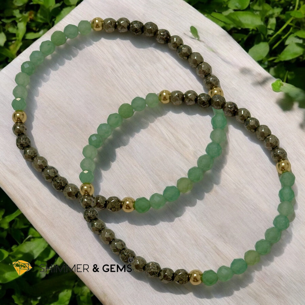 Opportunity Magnet Bracelet (Aventurine and Pyrite 4mm Faceted with Stainless Steel Beads)