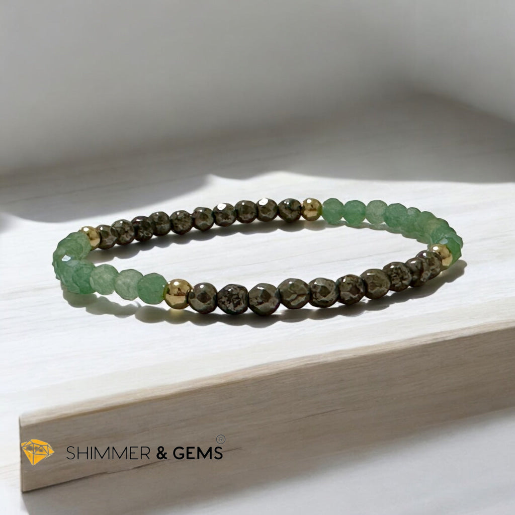 Opportunity Magnet Bracelet (Aventurine and Pyrite 4mm Faceted with Stainless Steel Beads)