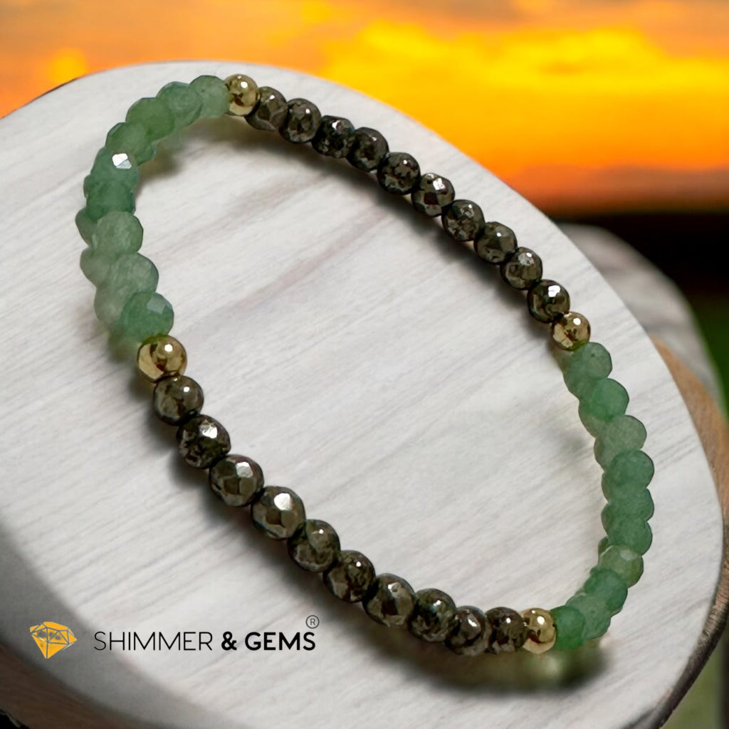 Opportunity Magnet Bracelet (Aventurine and Pyrite 4mm Faceted with Stainless Steel Beads)