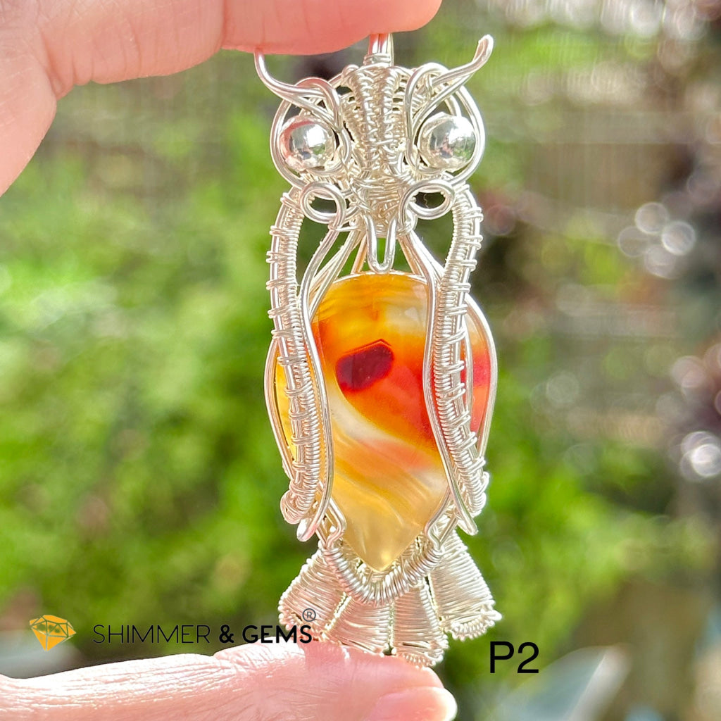 Owl Wire-wrapped Pendant (Stainless Steel)