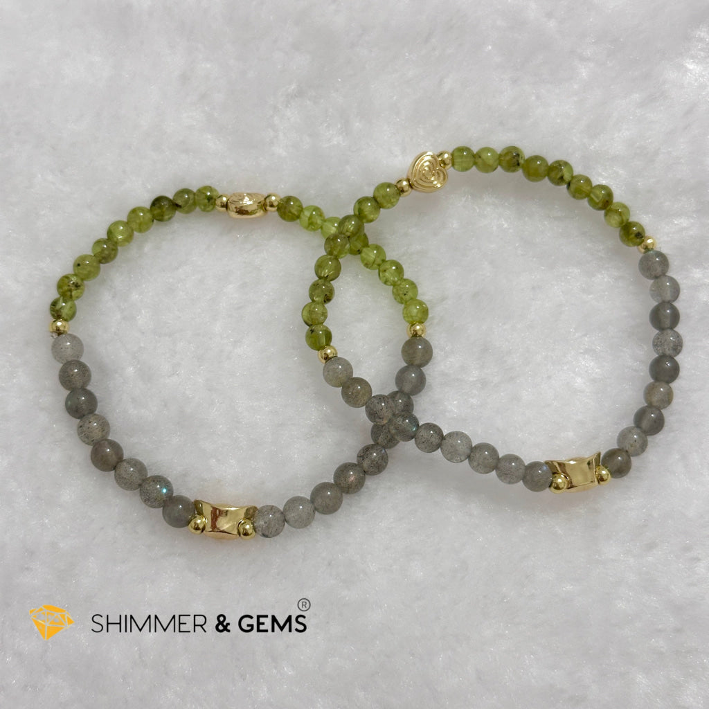 Ox Animal Zodiac 2024 Goodluck Bracelet (Peridot/ Prehnite & Labradorite) Feng Shui