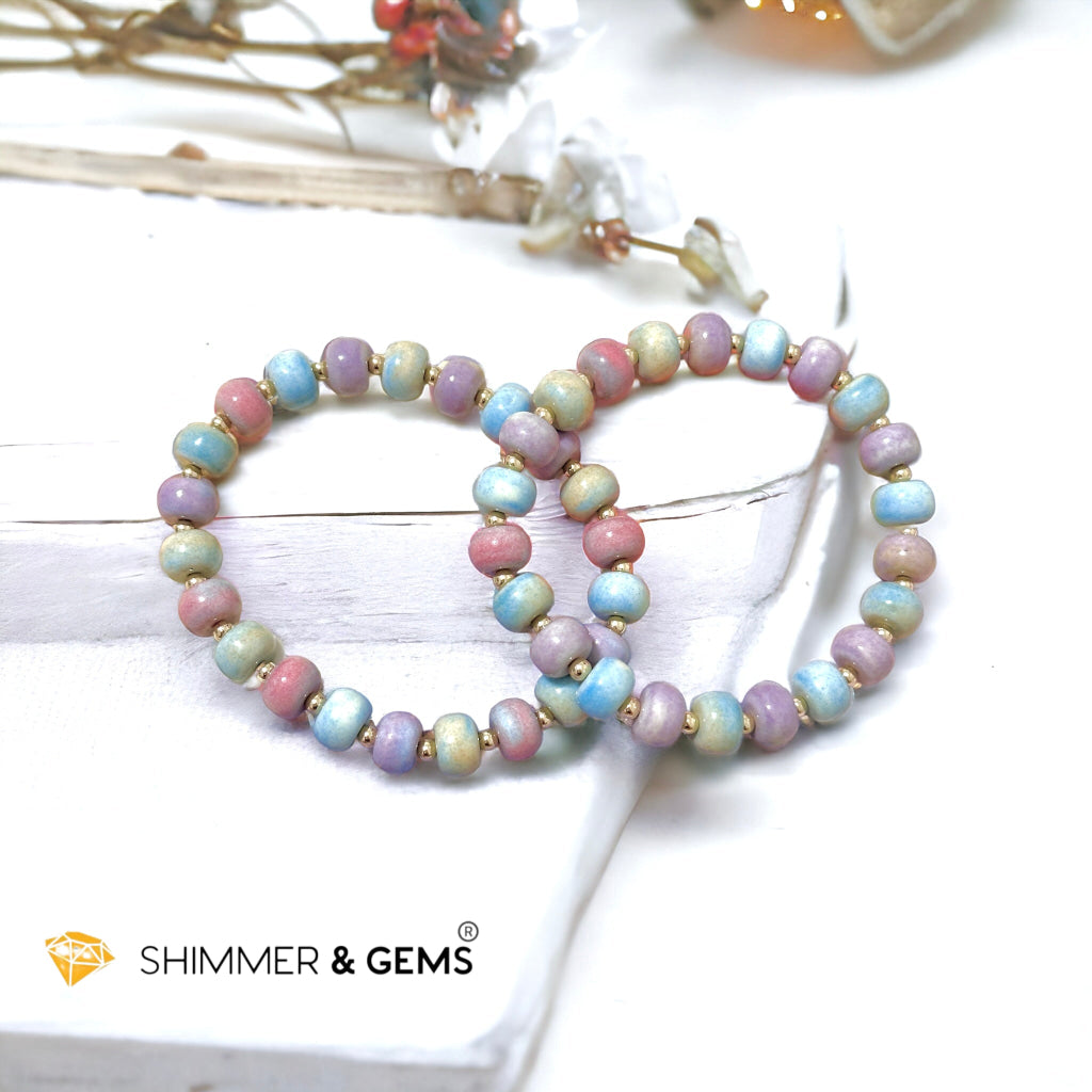 Pastel Alashan Agate 8x6mm Rondelle Bracelet (Wealth Magnet)