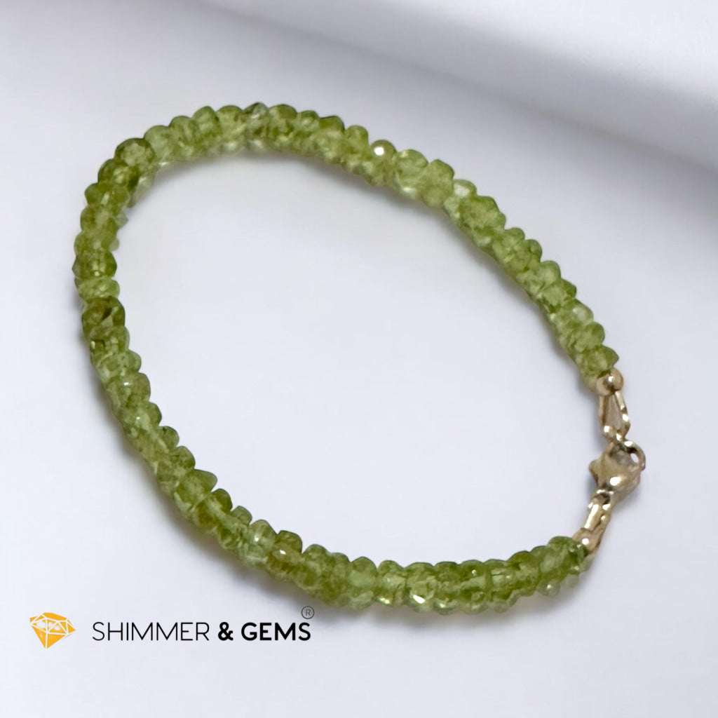 Peridot 3x5mm Rondelle Bracelet 14k gold filled clasp AAA Grade (Money Magnet)