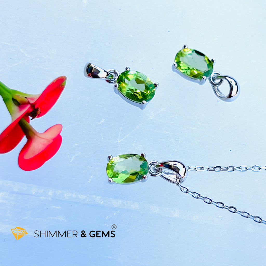 Peridot 5X7Mm Oval Pendant 925 Silver (Money Magnet) Only Charms & Pendants