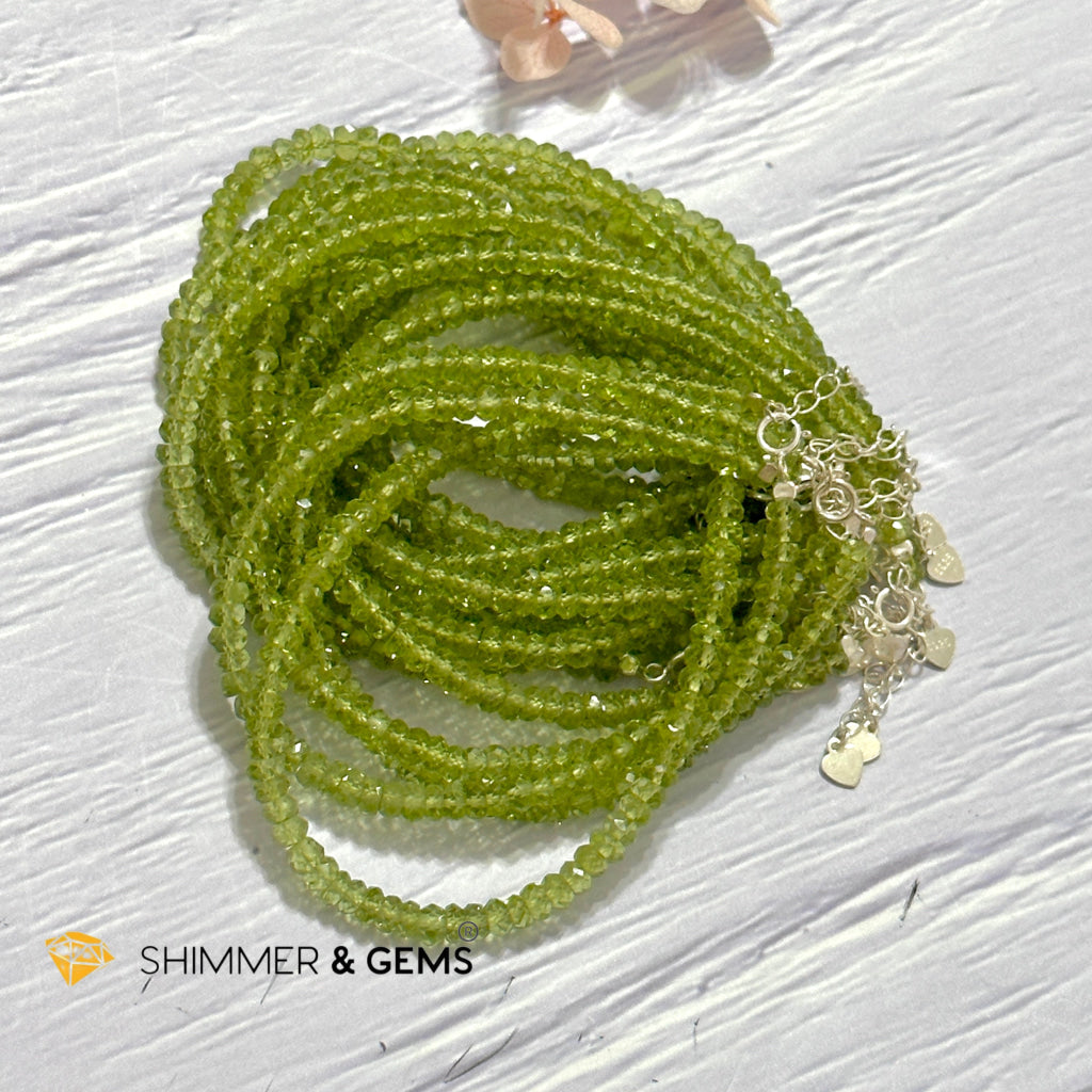 Peridot 925 Silver Bracelet (4-4.5mm Rondelle) Money Magnet