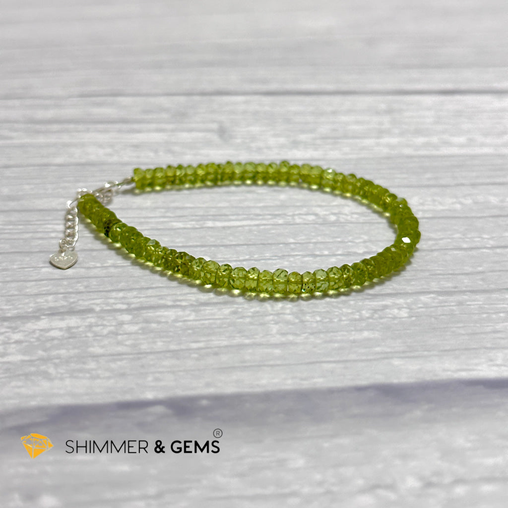 Peridot 925 Silver Bracelet (4-4.5mm Rondelle) Money Magnet