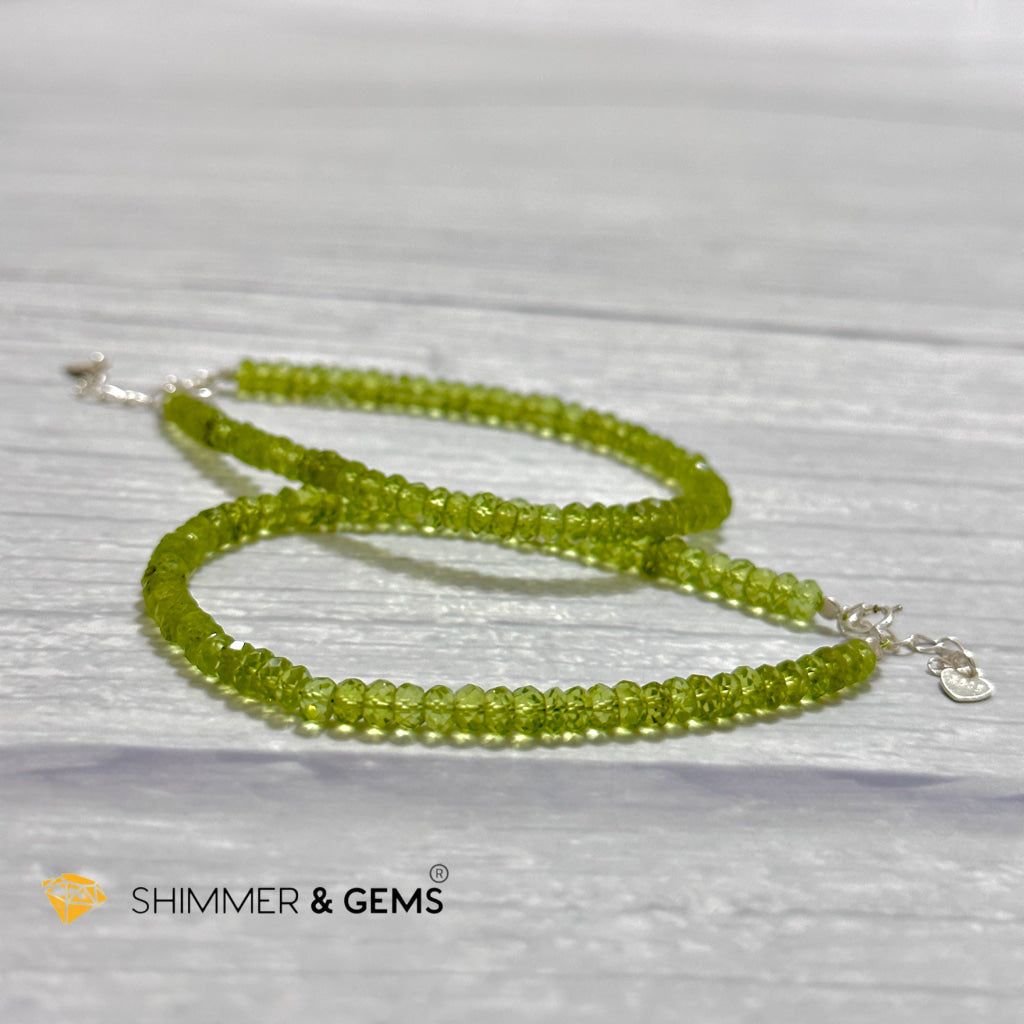 Peridot 925 Silver Bracelet (4-4.5mm Rondelle) Money Magnet