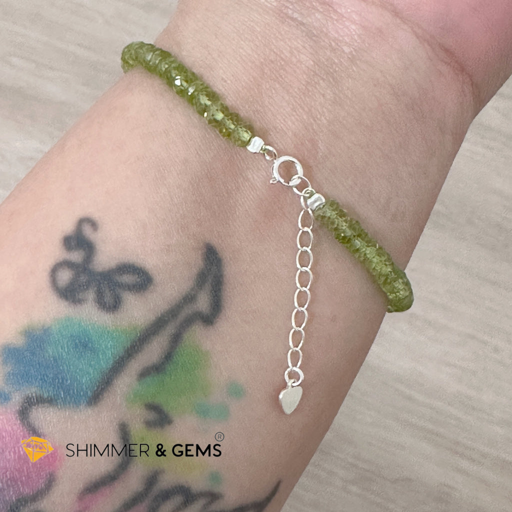 Peridot 925 Silver Bracelet (4-4.5mm Rondelle) Money Magnet