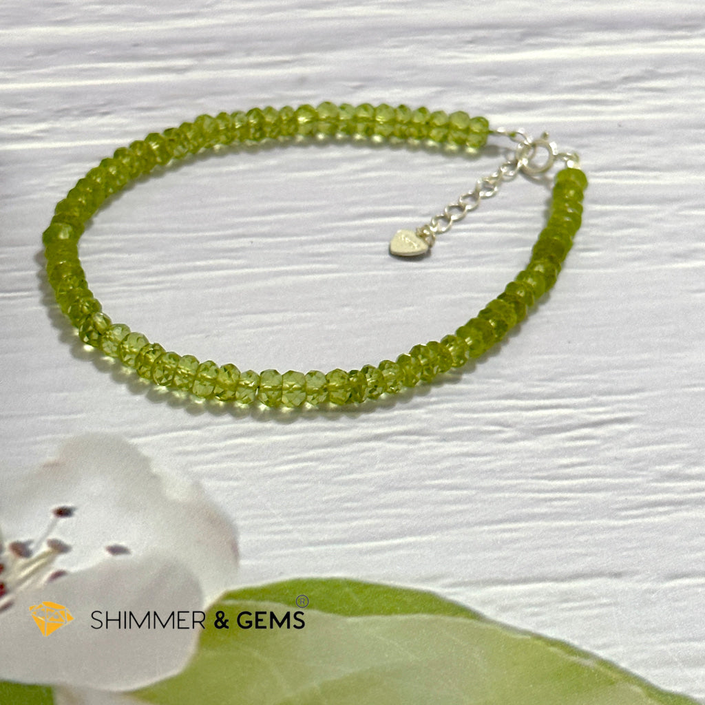 Peridot 925 Silver Bracelet (4-4.5mm Rondelle) Money Magnet