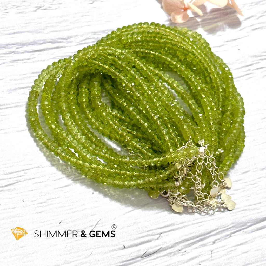 Peridot 925 Silver Bracelet (4-4.5mm Rondelle) Money Magnet