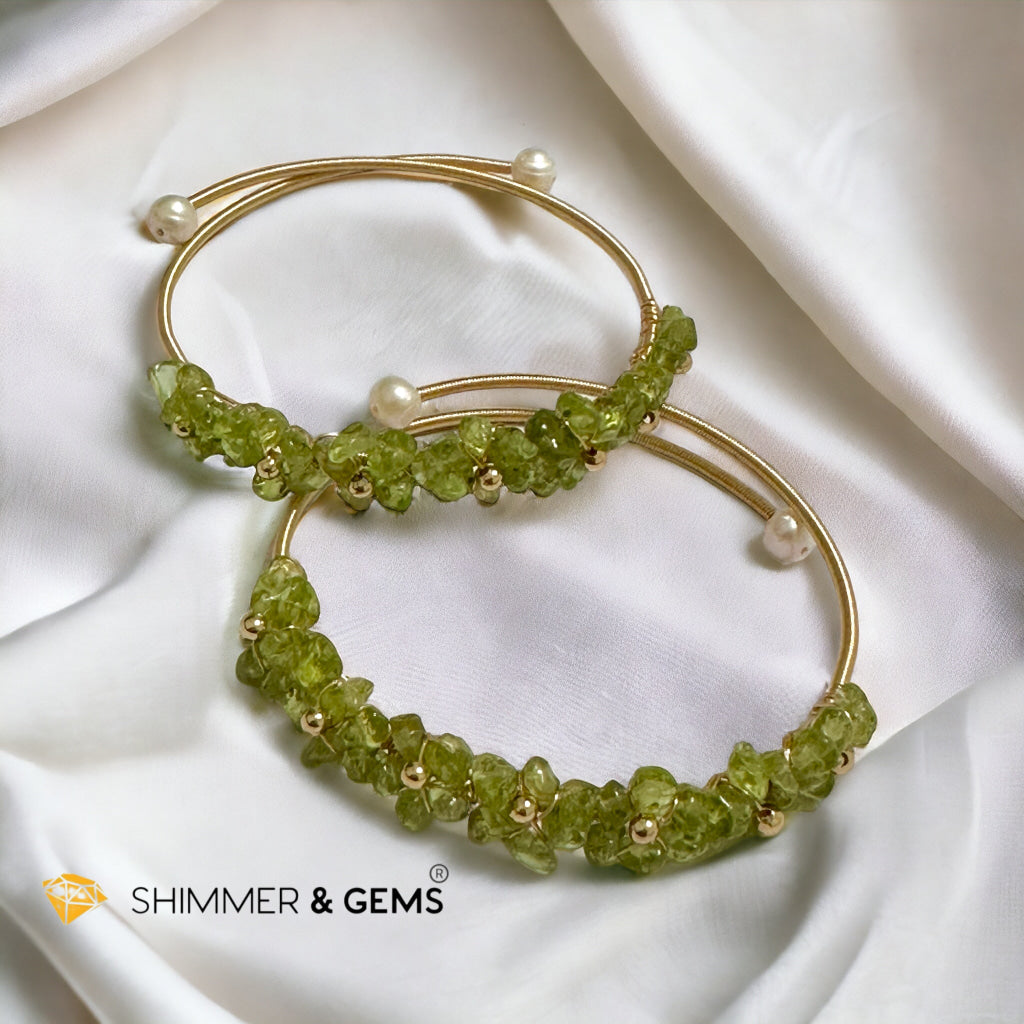 Peridot Bangle (Handmade Wirewrapped 14k gold filled)