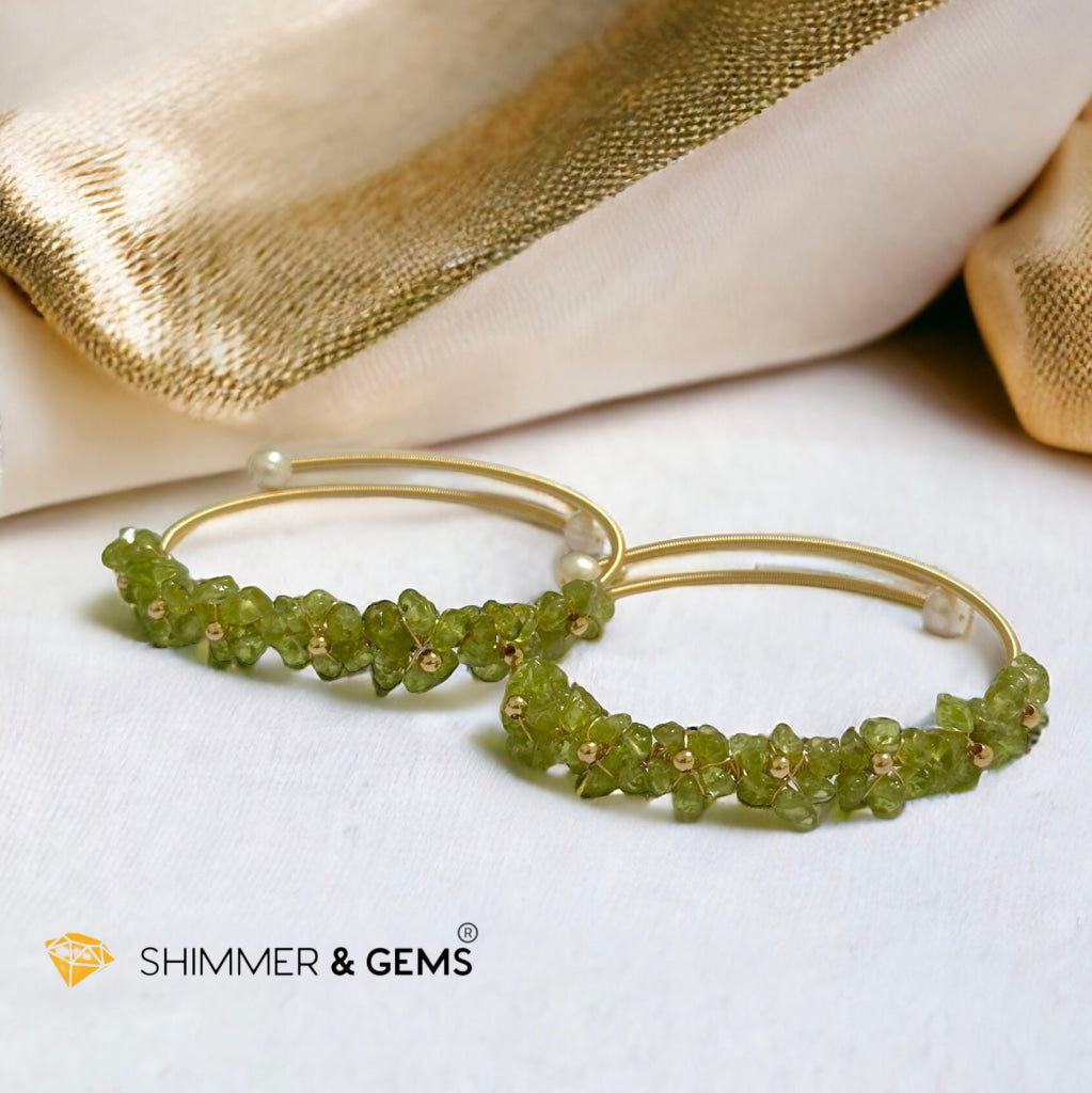 Peridot Bangle (Handmade Wirewrapped 14k gold filled)