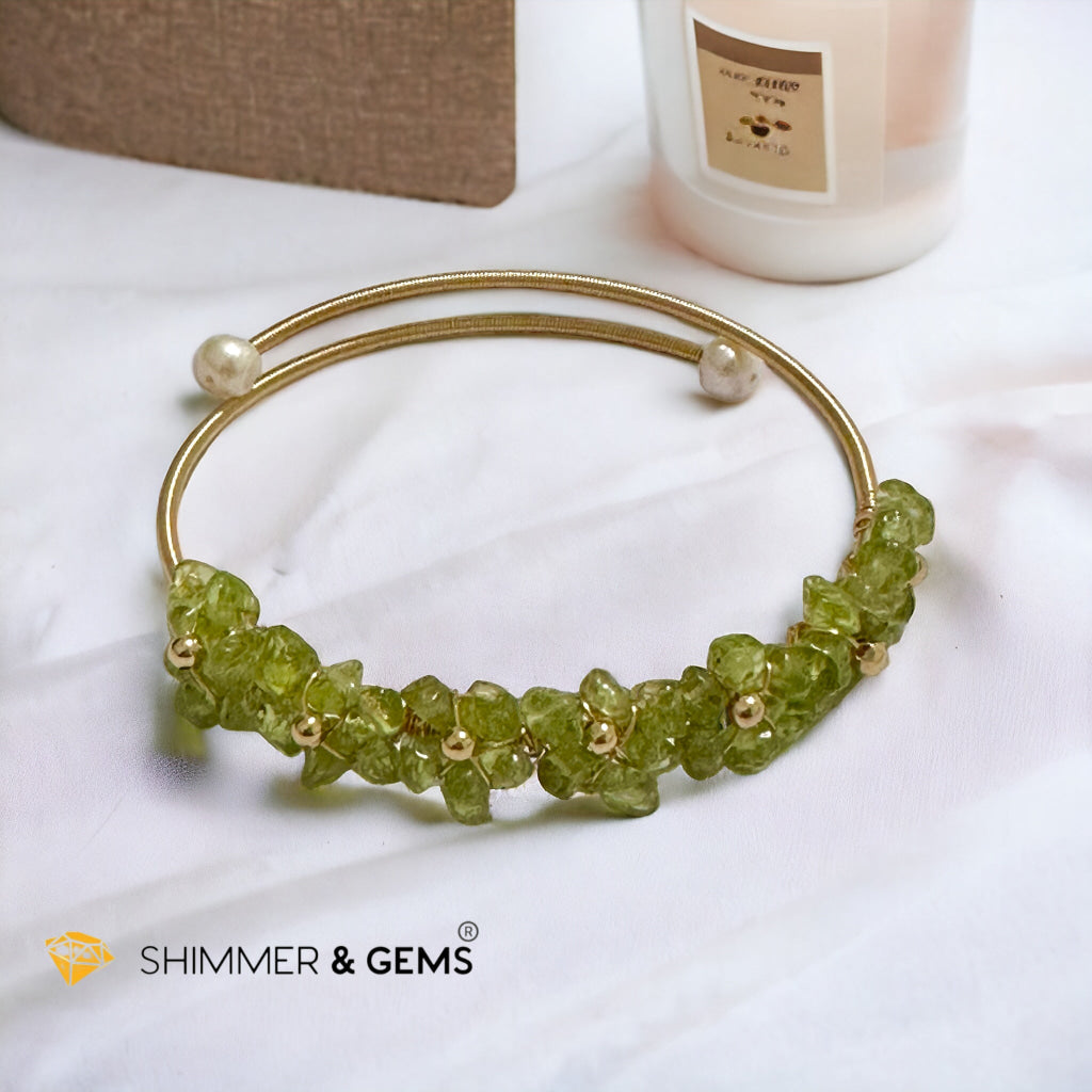 Peridot Bangle (Handmade Wirewrapped 14k gold filled)
