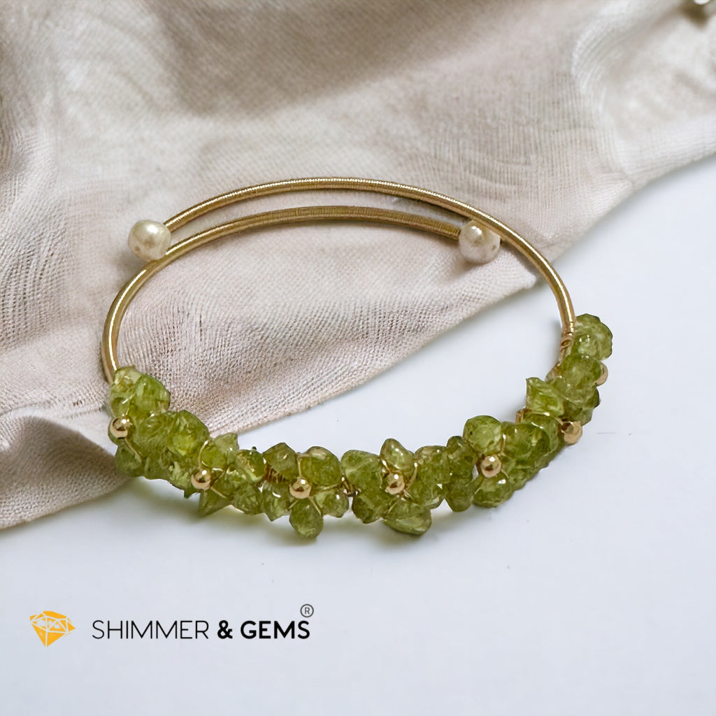 Peridot Bangle (Handmade Wirewrapped 14k gold filled)