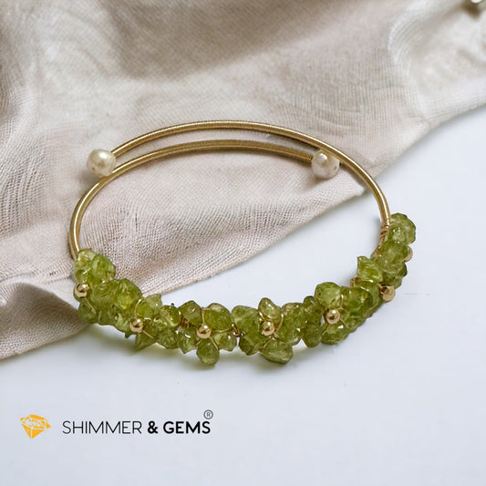 Peridot Bangle (Handmade Wirewrapped 14k gold filled)
