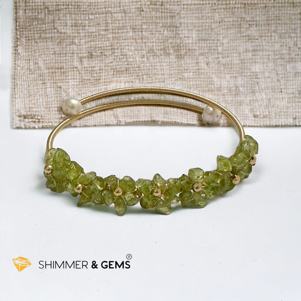 Peridot Bangle (Handmade Wirewrapped 14k gold filled)