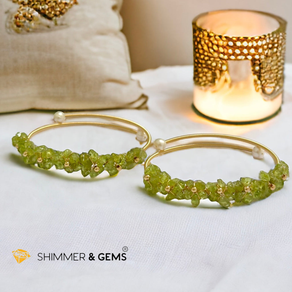 Peridot Bangle (Handmade Wirewrapped 14k gold filled)