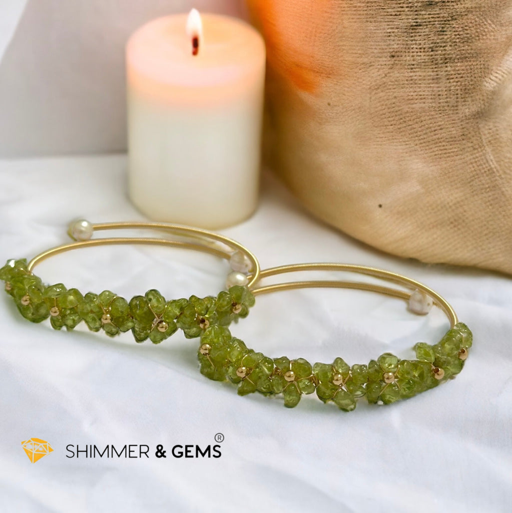 Peridot Bangle (Handmade Wirewrapped 14k gold filled)