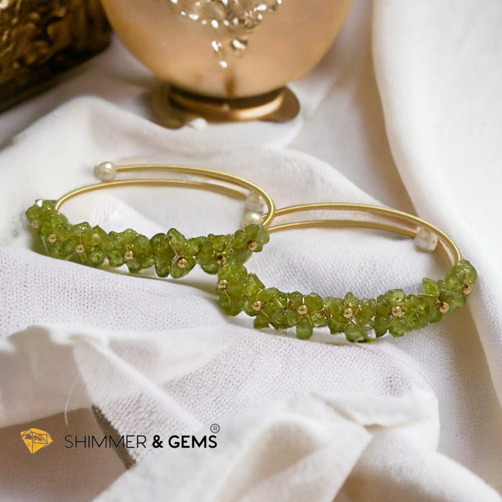Peridot Bangle (Handmade Wirewrapped 14k gold filled)